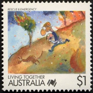 Australia-1988-Living-Together-cartoons-1-dollar-Multi-P14-Rescue-Emergency-M-Leunig