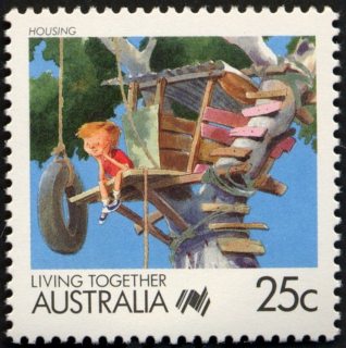 Australia-1988-Living-Together-cartoons-25-cent-Multi-P14-Housing-C-Smith