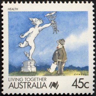 Australia-1988-Living-Together-cartoons-45-cent-Multi-P14-Health-Jenny-Coopes