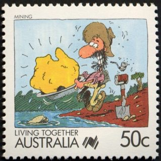 Australia-1988-Living-Together-cartoons-50-cent-Multi-P14-Mining-G-Haddon