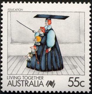 Australia-1988-Living-Together-cartoons-55-cent-Multi-P14-Education-Victoria-Roberts