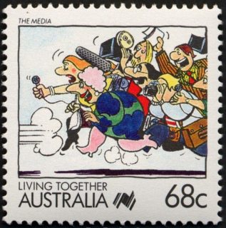 Australia-1988-Living-Together-cartoons-68-cent-Multi-P14-The-Media-A-Langoulant