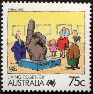 Australia-1988-Living-Together-cartoons-75-cent-Multi-P14-Visual-Arts-G-Dazeley