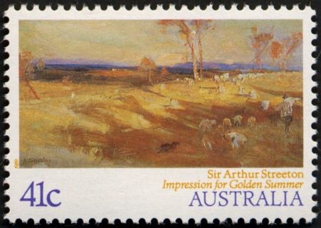 Australia-1989-Australian-Impressionist-Paintings-41-cent-Multi-P13-5x14-Impression-for-Golden-Summer-by-Sir-Arthur-Streeton