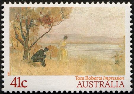 Australia-1989-Australian-Impressionist-Paintings-41-cent-Multi-P13-5x14-Impressionism-by-Tom-Roberts