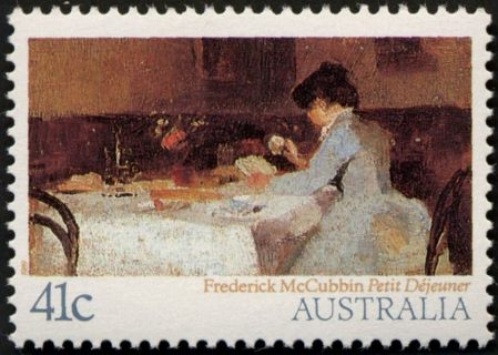 Australia-1989-Australian-Impressionist-Paintings-41-cent-Multi-P13-5x14-Petit-Dejeuner-by-Frederick-McCubbin