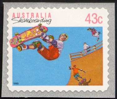Australia-1989-Sports-43-cent-Multi-P11-5-die-cut-Skateboarding
