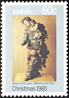 Australia-1980-Christmas-Works-of-Art-60-cent-Multi-P13x13-5-Madonna-and-Child-