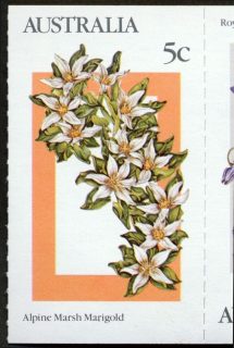 Australia-1986-Booklet-stamps-Australian-Wildflowers-5-cent-Multi-PRoul-Alpine-Marsh-Marigold