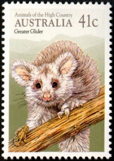 Australia-1990-Animals-of-the-High-Country-41-cent-Multi-P14x13-5-Greater-Glider