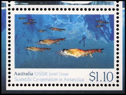 Australia-1990-Australian-Soviet-Scientific-Cooperation-in-Antarctica-1-1-dollar-Multi-P14-50-Krill