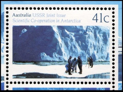 Australia-1990-Australian-Soviet-Scientific-Cooperation-in-Antarctica-41-cent-Multi-P14-50-Glaciology-research