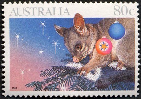 Australia-1990-Christmas-80-cent-Multi-P14-50-Possum