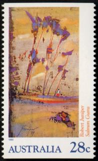 Australia-1990-Heidelberg-and-Heritage-Art-Exhibition-Booklet-stamps-28-cent-Multi-PImperfx14-5-Painting-Salmon-Gums-by-Robert-Juniper-SG1269