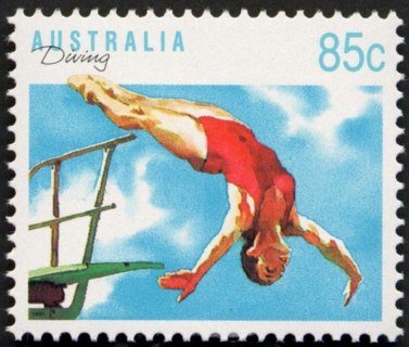 Australia-1991-Sports-85-cent-Multi-P14x14-5-Diving-SG1190