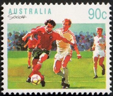 Australia-1991-Sports-90-cent-Multi-P14x14-5-Soccer-football-in-England-and-Europe-SG1191