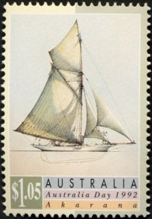 Australia-1992-Australia-Day-1992-and-100th-Anniversary-of-discovery-of-America-1-05-dollar-Multi-P14-50-Ship-Akarana-cutter-SG1335