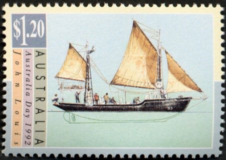 Australia-1992-Australia-Day-1992-and-100th-Anniversary-of-discovery-of-America-1-2-dollar-Multi-P14-50-Ship-John-Louis-pearling-lugger-SG1336