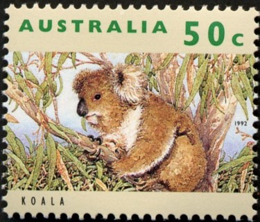 Australia-1992-Australian-Wildlife-Series-One-50-cent-Multi-P14-x-14-5-Koala-Phascolarctos-cinereus-SG1364