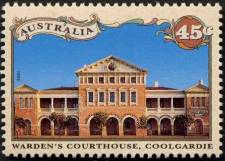 Australia-1992-Century-of-Discovery-of-Gold-at-Kalgoorlie-and-Coolgardie-45-cent-Multi-P14-x-14-5-Wardens-Court-House