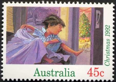 Australia-1992-Christmas-1993-45-cent-Multi-P14-x-14-5-Children-Waking-on-Christmas-Day-SG1384