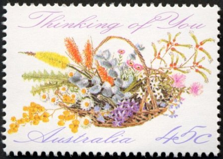 Australia-1992-Greeting-Stamps-45-cent-Multi-P14-50-Basket-of-wild-flowers-SG1318