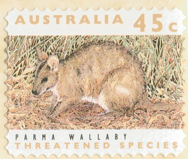 Australia-1992-Threatened-Species-Roll-45-cent-Multi-PDie-cut-11-5-Animal