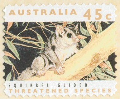 Australia-1992-Threatened-Species-Roll-45-cent-Multi-PDie-cut-11-5-Animal_4