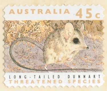 Australia-1992-Threatened-Species-Roll-45-cent-Multi-PDie-cut-11-5-Long-tailed-Dunnart