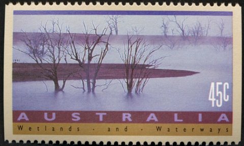 Australia-1992-Wetlands-and-Waterways-45-cent-Multi-P14-x-imperf-Scene