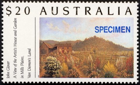 Australia-1993-Botanic-Gardens-20-dollar-Multi-P14-5x14-A-View-of-the-Artists-House-and-Gardens-in-Mills-Plains