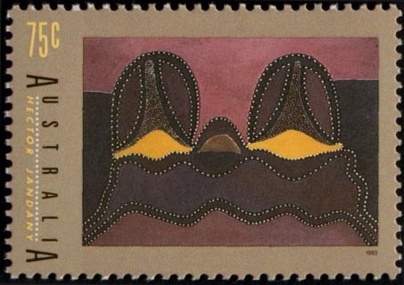 Australia-1993-International-Year-of-Indigenous-People-75-cent-Brown-and-Multi-P14-5-x-14-Ngarrgooroon-Country-artist-Hector-Jandany-SG1418