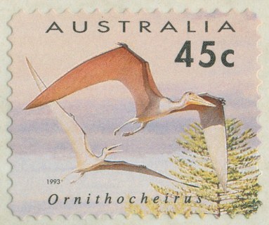 Australia-1993-Prehistoric-Animals-45-cent-Multi-PDie-Cut-Simulated-perfs-11-35-Ornithocheirus-species-SG1423B