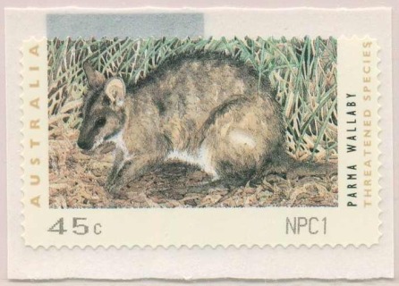 Australia-1993-Threatened-Species-Counter-printed-stamps-Melbourne-45-cent-Multi-PDie-cut-11-35-Animal