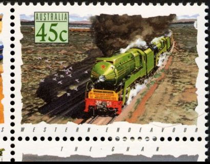 Australia-1993-Trains-45-cent-Multi-P13-85-x-14-60-Train-Western-Endeavour-SG1407