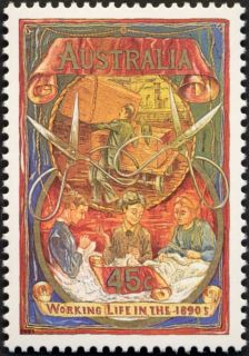 Australia-1993-Working-Life-in-the-1890s-45-cent-Multi-P14-5-x-14-Work-in-the-Cities-SG1402