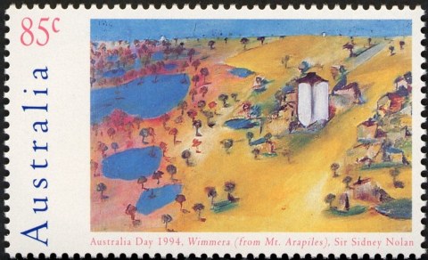 Australia-1994-Australia-Day-Landscape-Paintings-85-cent-Multi-P14-5-x-14-Wimmera-artist-Sir-Sidney-Nolan-SG1436