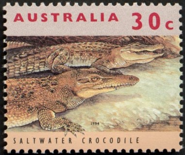 Australia-1994-Australian-Wildlife-Series-One-30-cent-Multi-P14-x-14-5-Salt-water-crocodile