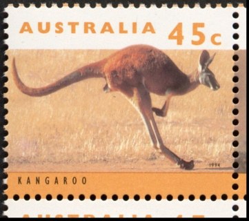 Australia-1994-Australian-Wildlife-Series-Two-45-cent-Multi-P14-x-14-5-Kangaroo-pale-orange-inscription-SG1453