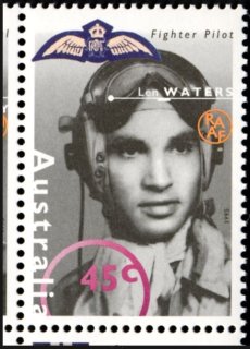 Australia-1995-Australian-Second-World-War-Heroes-Series-Two-45-cent-Multi-P14-5-x-14-Warrant-Officer-Len-Waters-and-RAAF-wings-SG1548