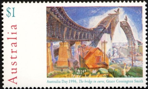 Australia-1996-Australia-Day-Paintings-1-dollar-Multi-P14-5-x-14-The-Bridge-in-Curve-artist-Grace-Cossington-Smith-SG1575