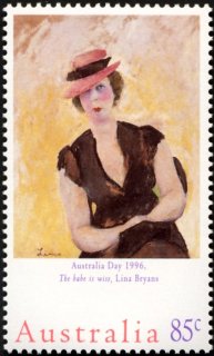 Australia-1996-Australia-Day-Paintings-85-cent-Multi-P14-5-x-14-The-Babe-is-Wise-artist-Lina-Bryans-SG1574