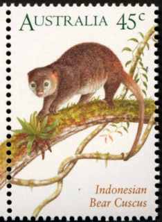 Australia-1996-Australia-Indonesia-Joint-Issue-45-cent-Multi-P14-5-x-14-Indonesian-bear-Cuscus