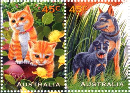 Australia-1996-Australian-Pets-2-x-45-cent-Multi-P14-5-x-14-Pair-SG1645a