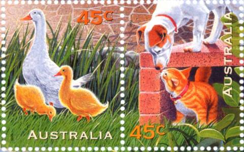 Australia-1996-Australian-Pets-2-x-45-cent-Multi-P14-5-x-14-Pair-SG1648a