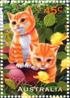 Australia-1996-Australian-Pets-45-cent-Multi-P14-5-x-14-Ginger-cats-x-2-SG1645