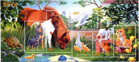 Australia-1996-Australian-Pets-6-x-45-cent-Multi-P14-50-Mini-sheet-SGMS1651