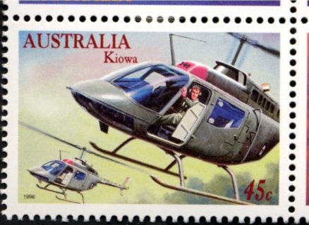 Australia-1996-Military-aviation-45-cent-Multi-P14-x-14-5-Bell-Kiowa-Helicopters-aircraft-SG1580