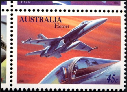 Australia-1996-Military-aviation-45-cent-Multi-P14-x-14-5-Commonwealth-aircraft-factory-Hornets-SG1581