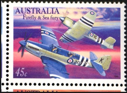 Australia-1996-Military-aviation-45-cent-Multi-P14-x-14-5-Hawker-Sea-Fury-and-Fairey-Firefly-aircraft-SG1579